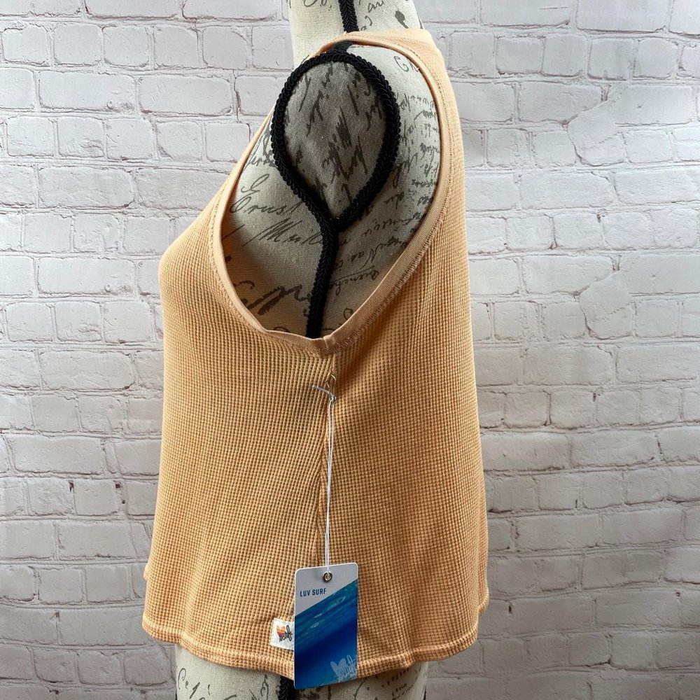 NWT Luv Surf Waffle Knit Crop Tank Peach XS to Large - Picture 3 of 12